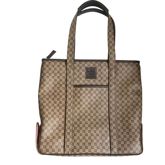 Vintage Liz Claiborne Y2K LC Logo Tote Bag Tan Brown With Umbrella Pocket - Picture 1 of 13